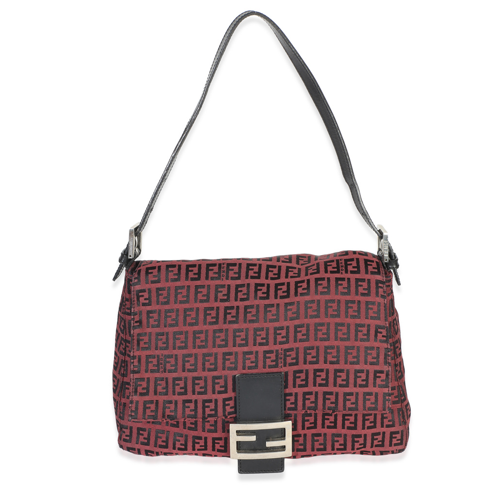 Fendi Black Red Zucca Mamma Baguette